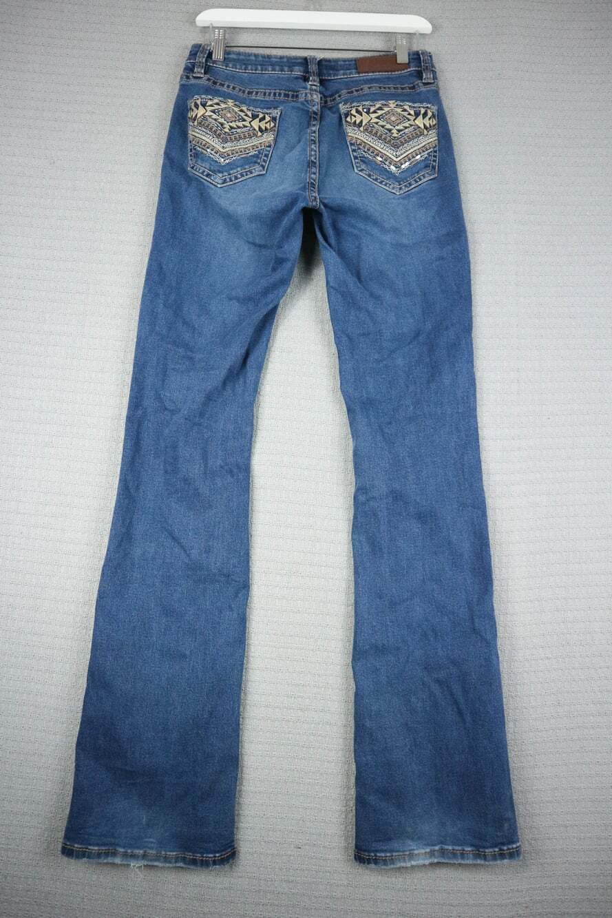 Rock & Roll Denim Bootcut Jeans Womens W26 L36 Mid Rise Embroidered Pockets